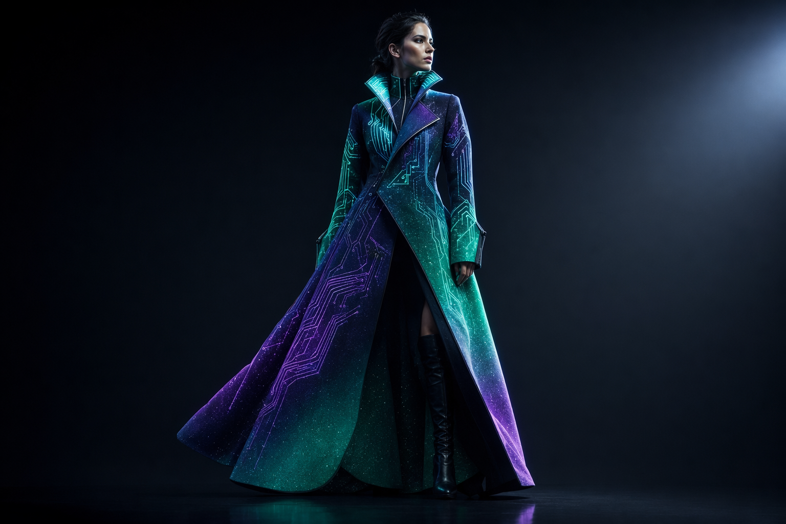 Aurora Circuit Coat — AI fashion design