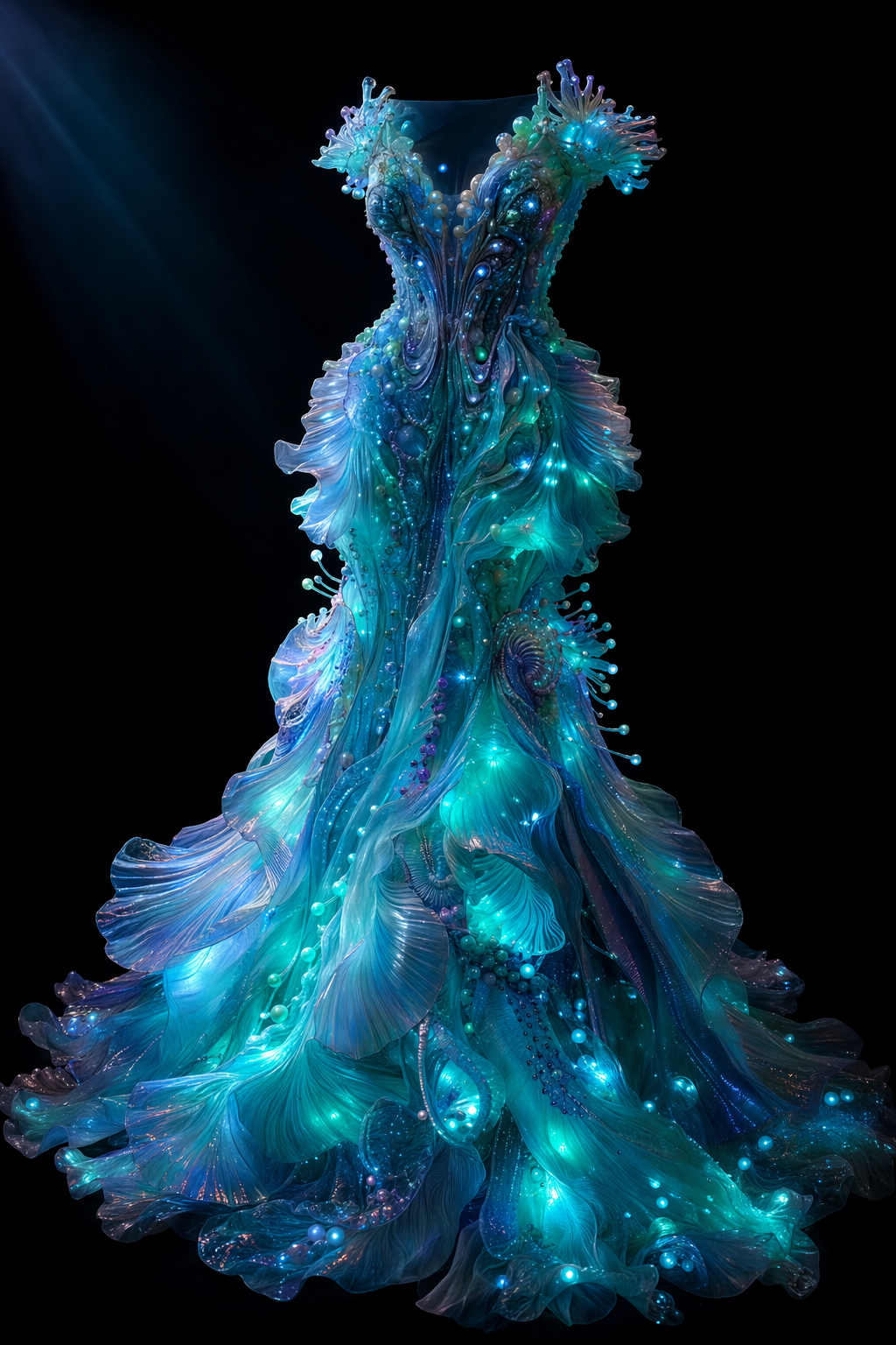 Bioluminescent Reef Gown — AI Design #102