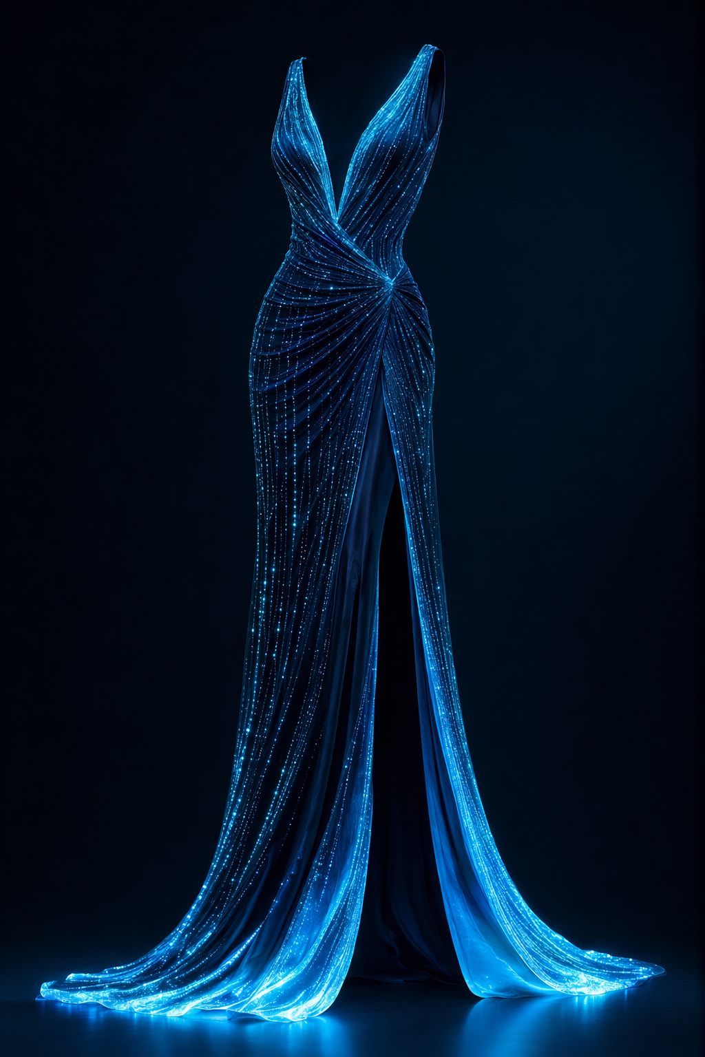 Neon Fjord Dress — AI-genererad skandinavisk aftonklänning