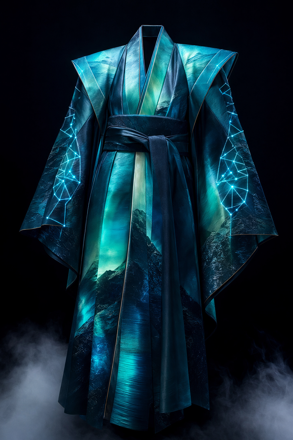 Neon Fjord Kimono — AI-generated Nordic-Japanese fusion fashion
