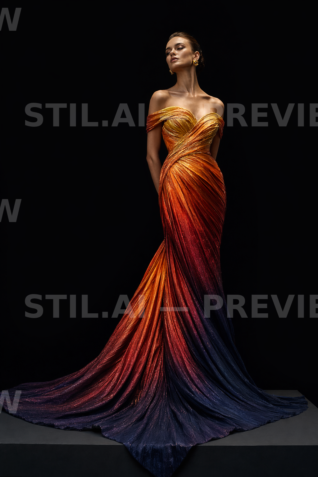 Solaris Dusk Gown — AI design preview